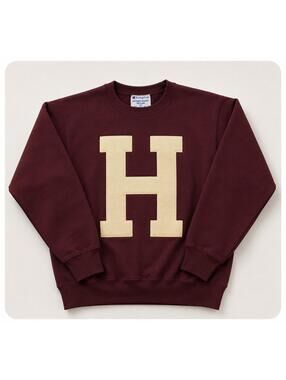 Harvard University Champion ECO Fleece Felt Logo Crewneck Sweatshirt Small